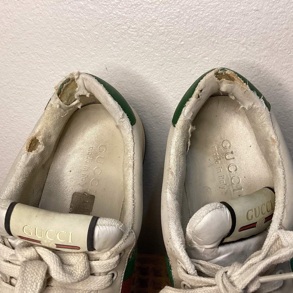 GUCCI Men's Screener GG Distressed Leather Sneakers Size UK 7 US 8 Beige Brown - Picture 10 of 12